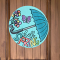 Hello Spring with Umbrellas Outlines Door Hanger P03542