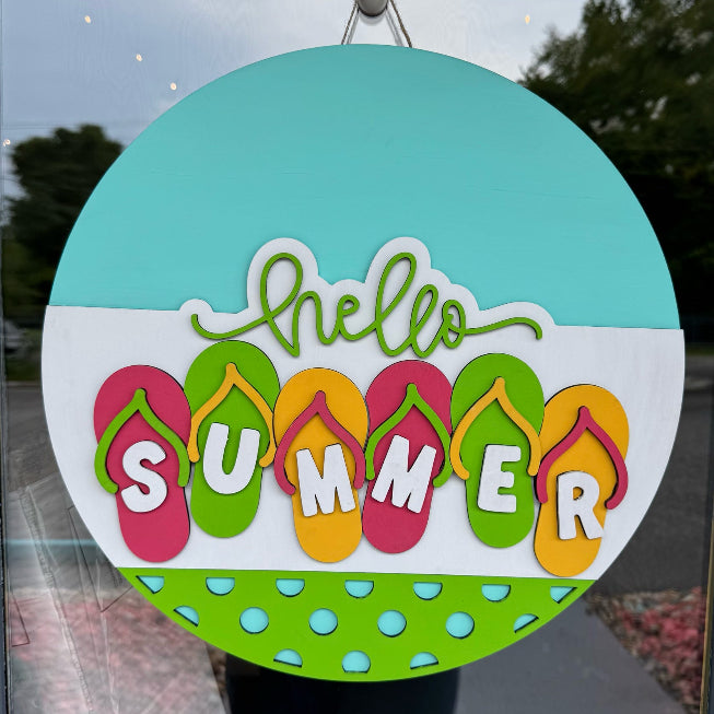 Hello Summer Flip Flop 3D DOOR HANGER - P014128