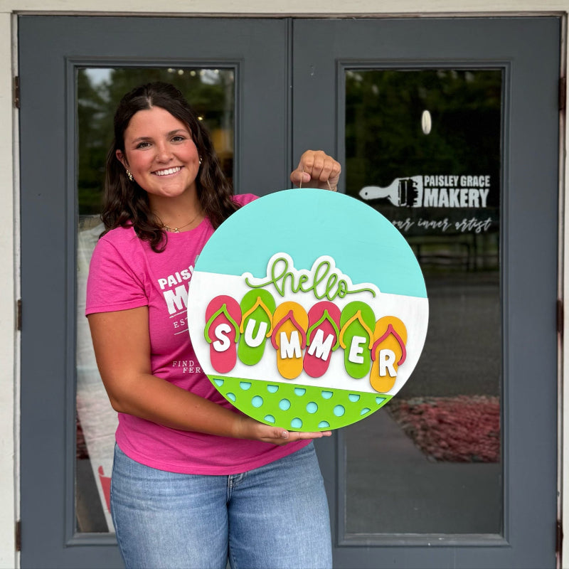 Hello Summer Flip Flop 3D DOOR HANGER - P014128