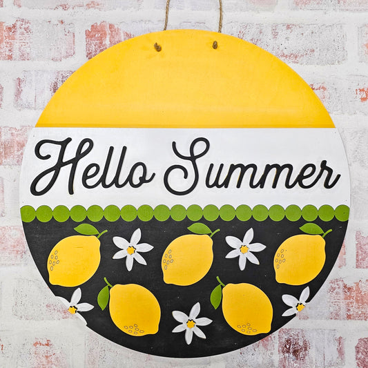 Hello Summer Lemon Door Hanger 3D P03870