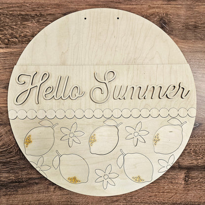 Hello Summer Lemon Door Hanger 3D P03870