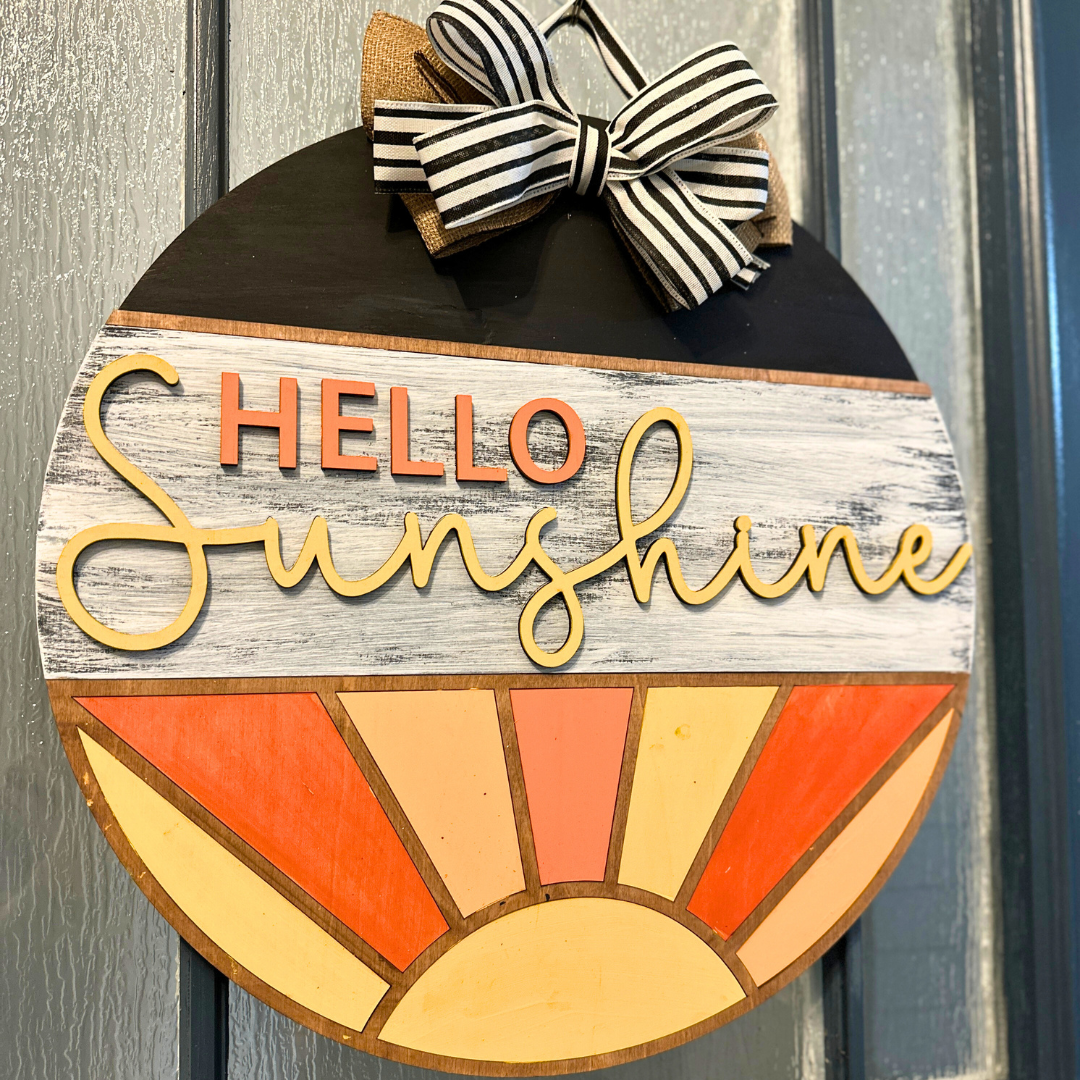 Hello Sunshine 3D CIRCLE DOOR HANGER DESIGN Craft Kit or Finished Sign P03521