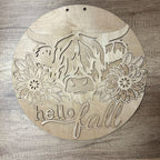Hello Fall Highland Cow 3D DOOR HANGER - G08