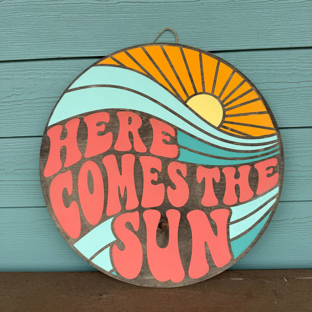 Here Comes The Sun STENCILED DOOR HANGER - P014087
