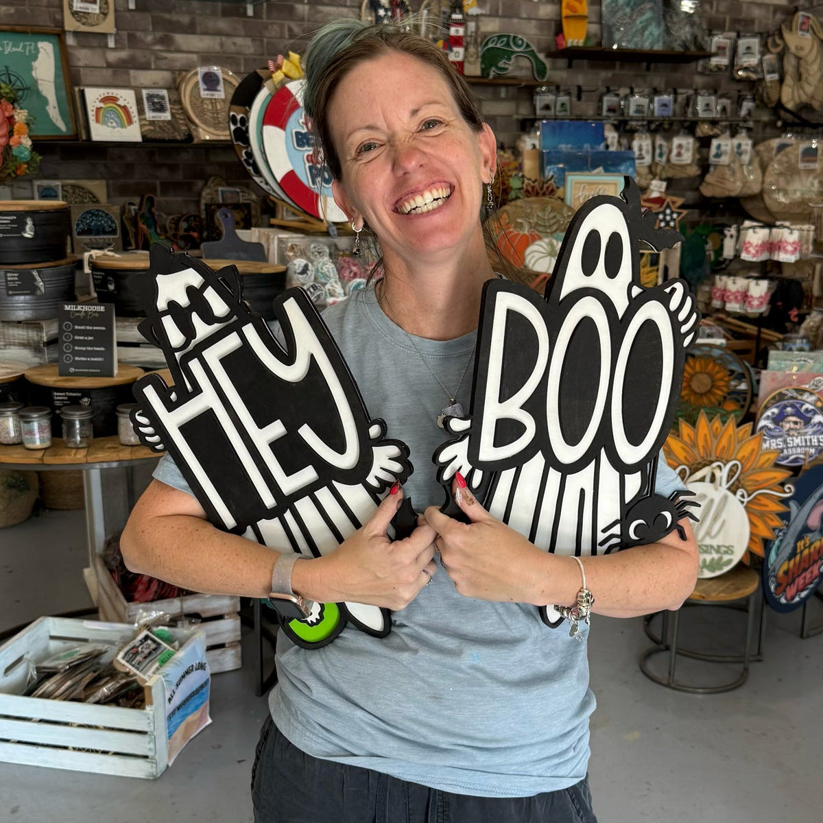 Hey & Boo Ghost 3D DOOR HANGER (Single or Set) G0658