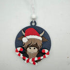 Highland Cow with Candy Canes Ornament G0797
