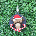 Highland Cow with Candy Canes Ornament G0797