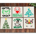 Six winter and holiday wood sign designs for classrooms including Merry-lotl Christmas, snowman meltdown and Christmas trees
