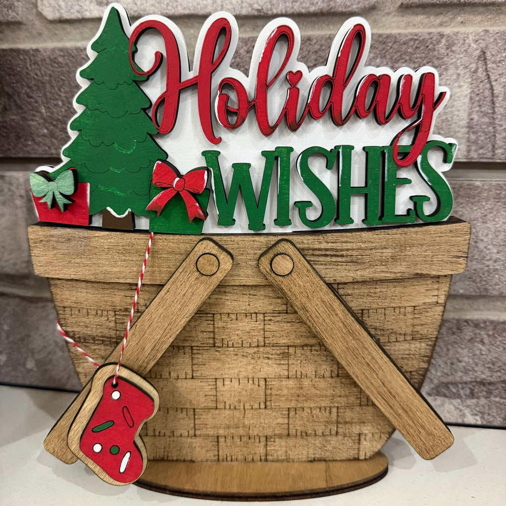 Holiday Wishes Basket Changeable 3D LASER PROJECT G0802