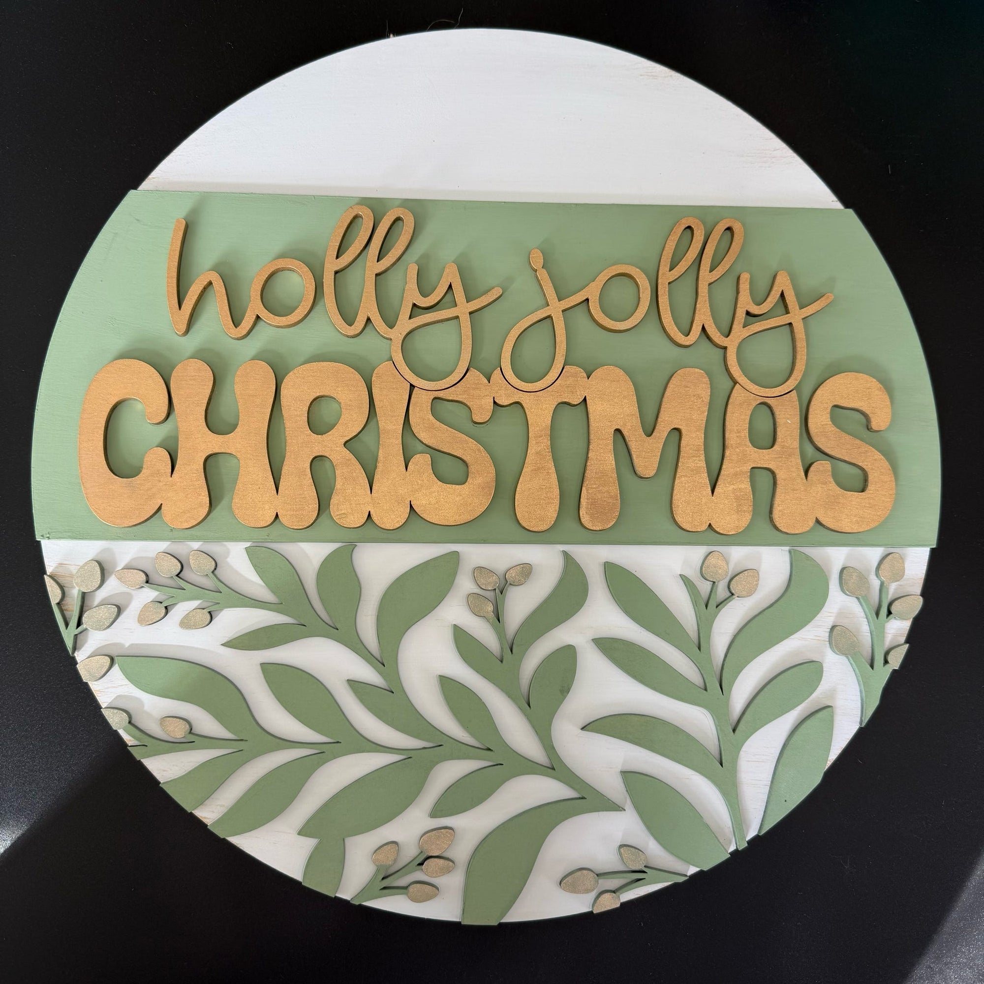 Holly Jolly with Leaves 3D DOOR HANGER - G179