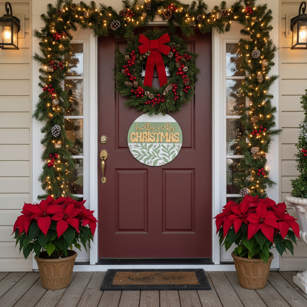 Holly Jolly with Leaves 3D DOOR HANGER - G179