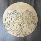 Holly Jolly with Leaves 3D DOOR HANGER - G179