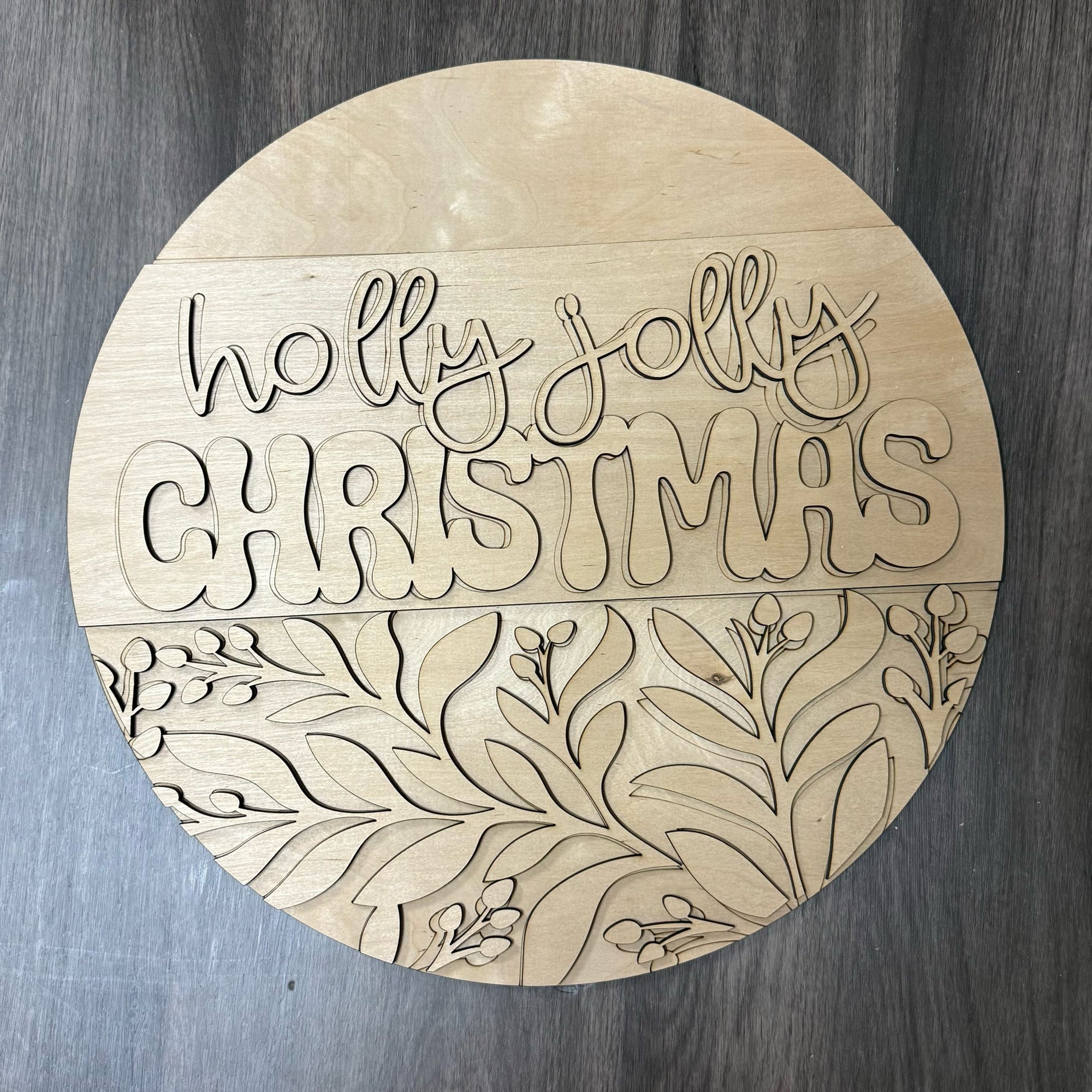 Holly Jolly with Leaves 3D DOOR HANGER - G179
