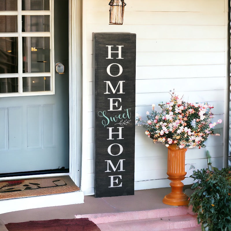 Home Sweet Home Vertical Porch Sign. Painted in Fernandina Beach Florida at a DIY Workshop. 