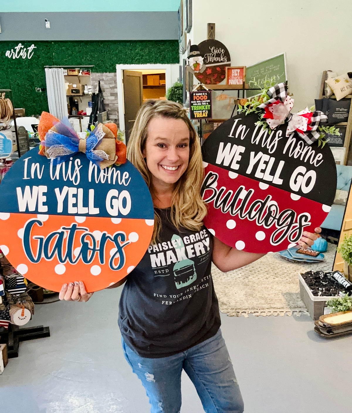 In this Home We Yell (Personalized Team) 3D Door Hanger P03125