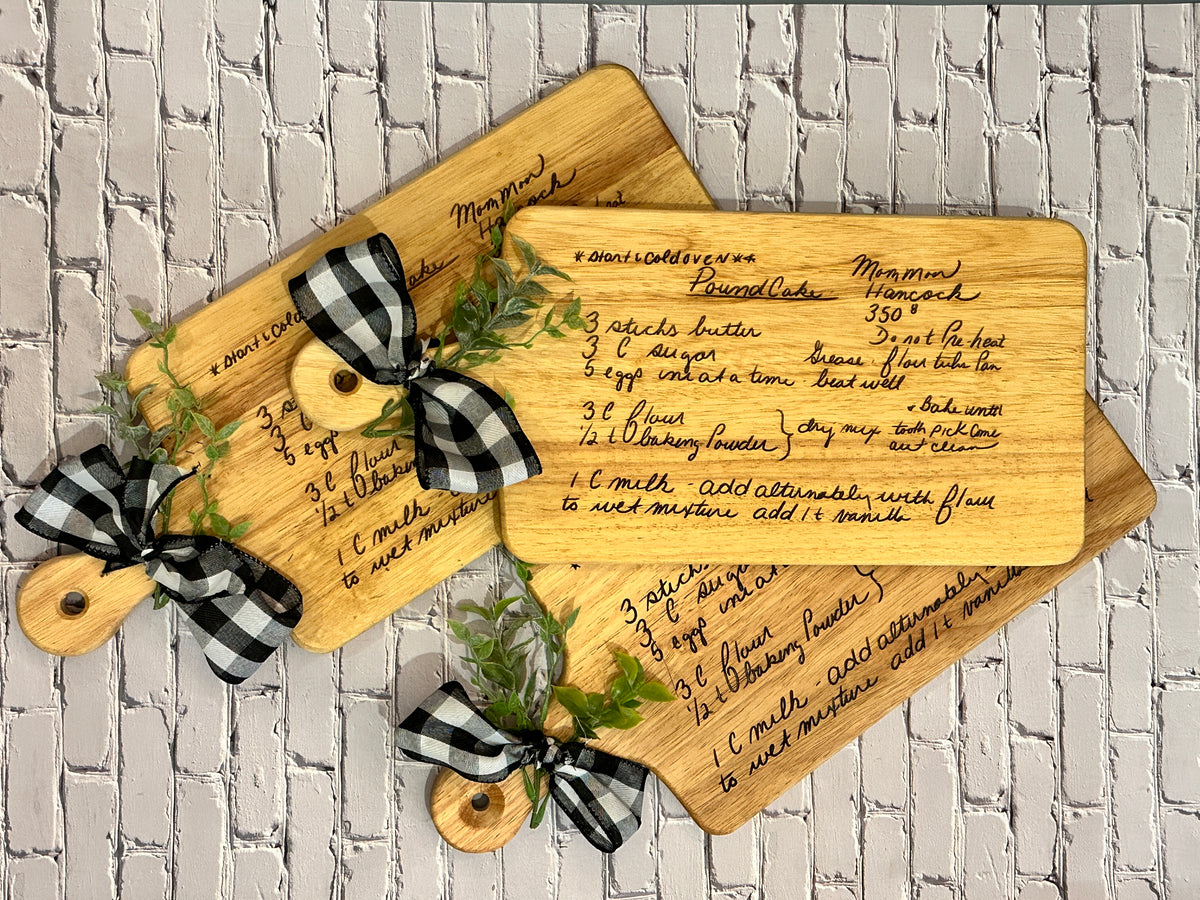 Handwritten Recipe Engraved Cutting Board