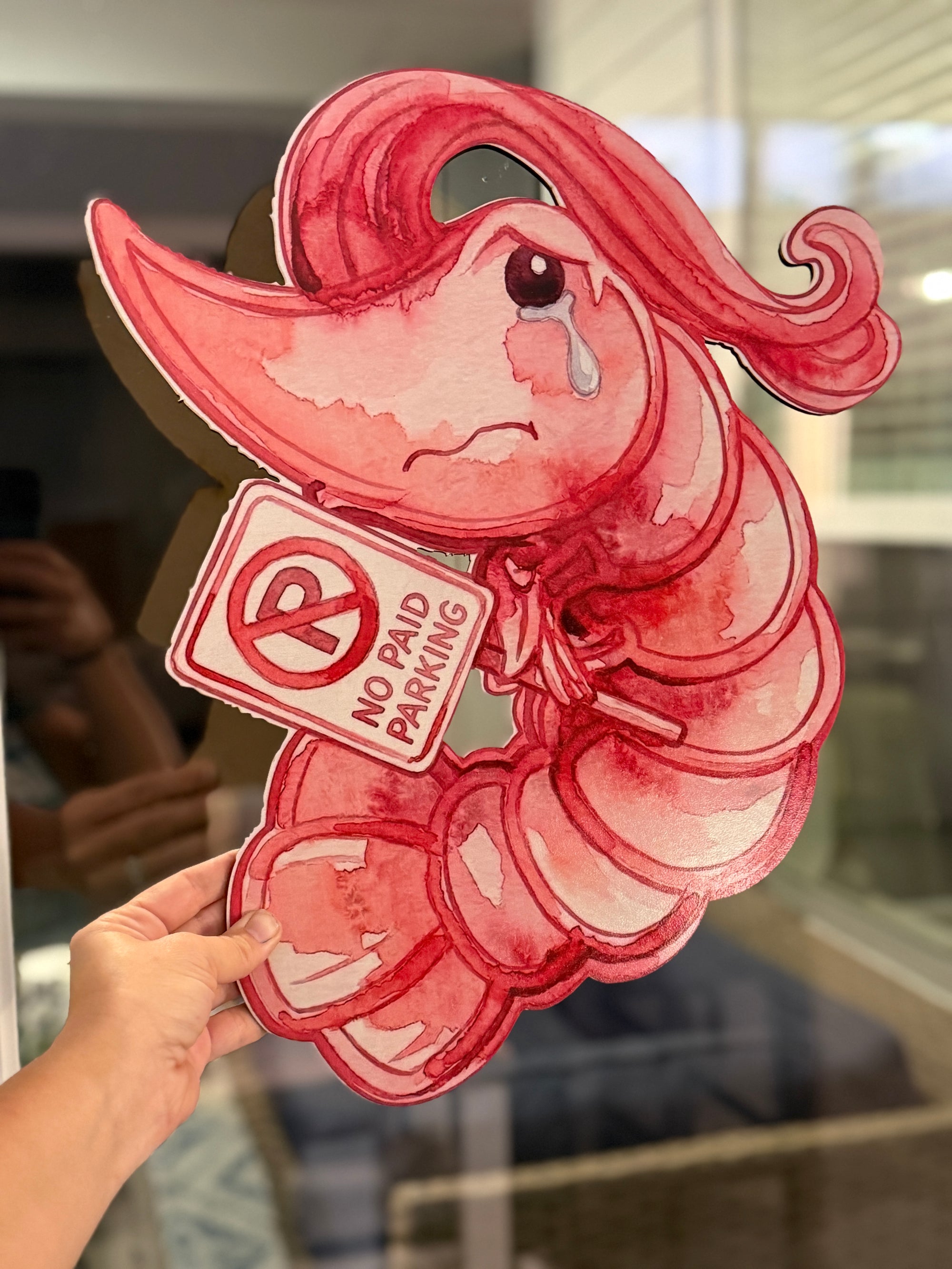 No Paid Parking Shrimp Door Hanger