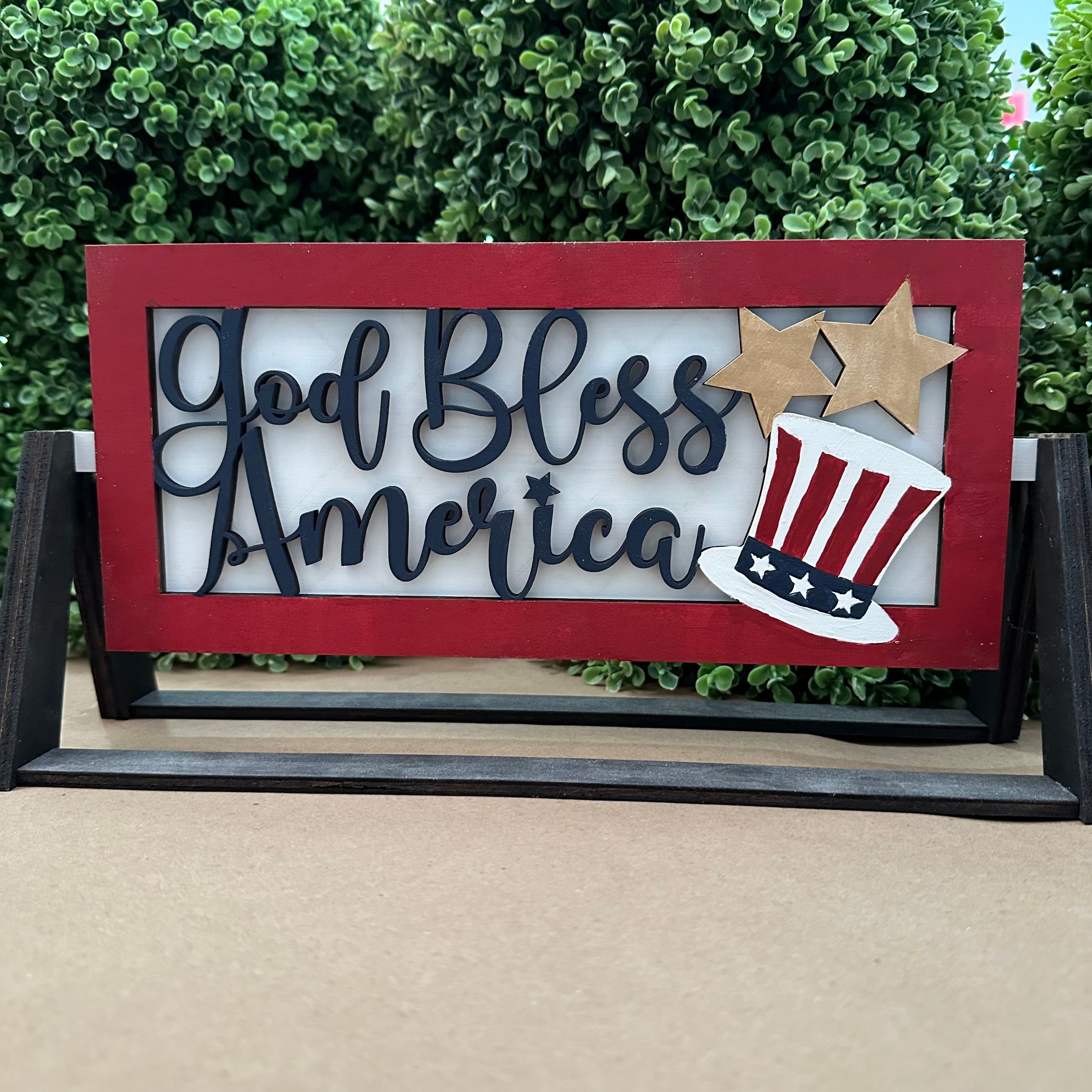 God Bless America Shelf Stand Sign Insert P2139