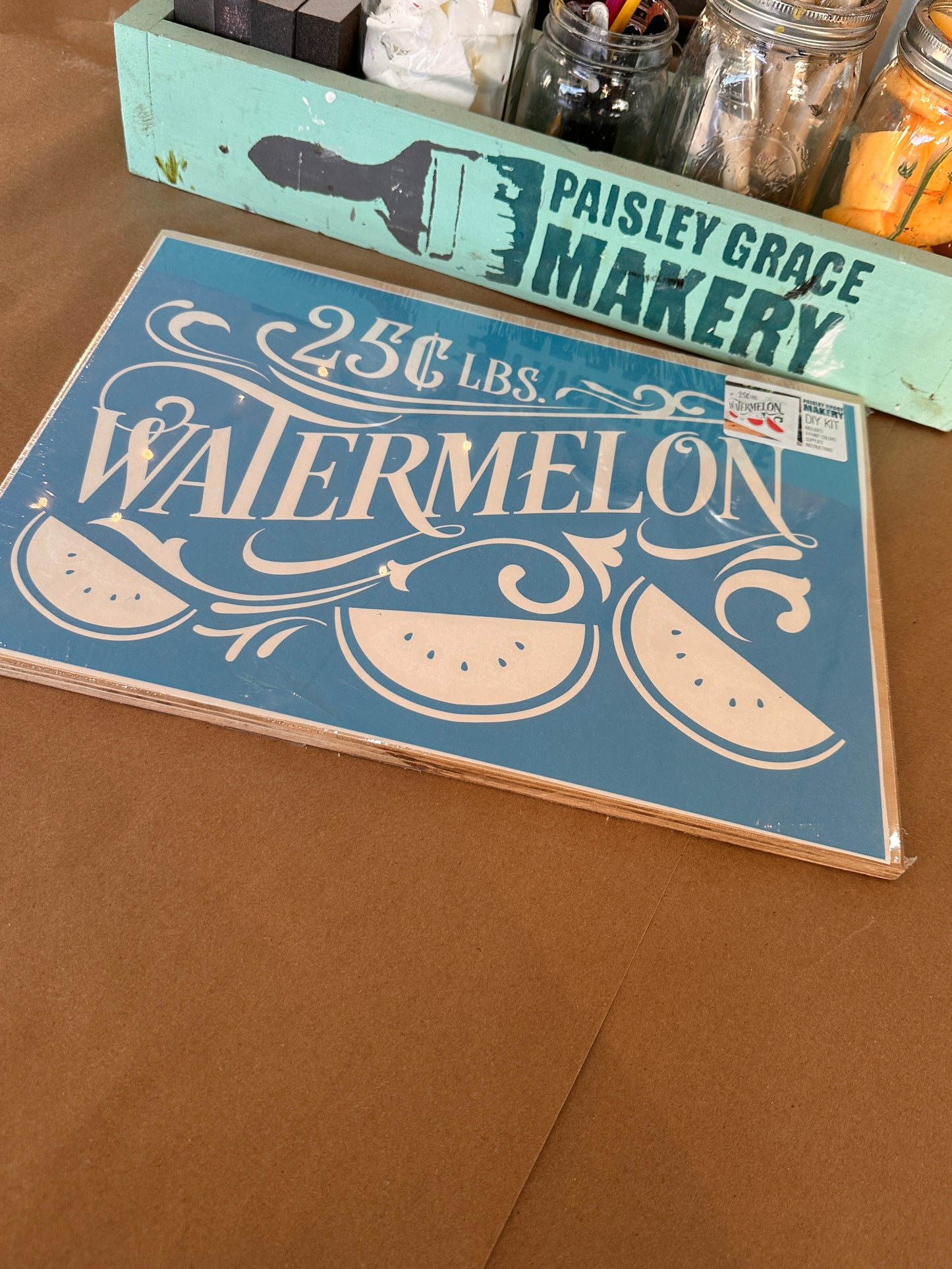 WC Vintage Watermelon 12x16 Take and Make (Board & Stencil Only- No Kit/No Paint)