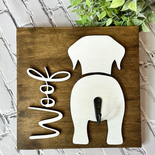 PAINTED Woof Leash Holder 8x8"