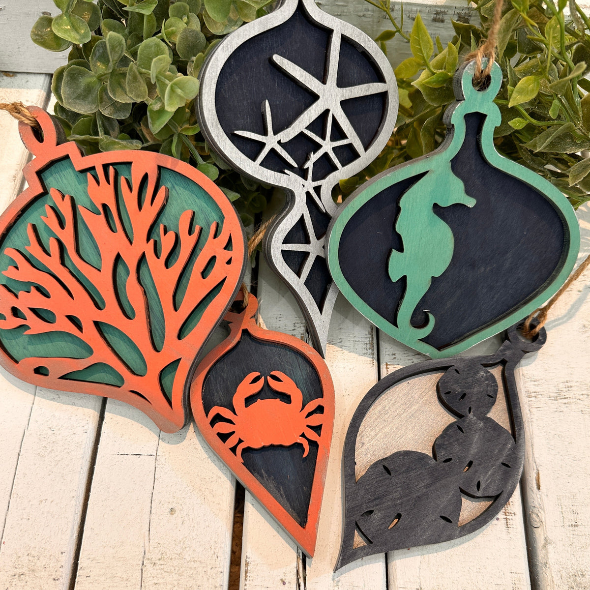 Coastal Layered Painted Ornament 5 pack Workshop Choice P13035