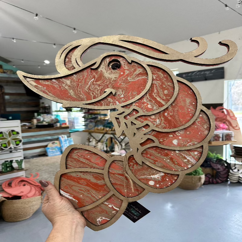 Paint Pour Shrimp Door Hanger  DOOR HANGER DESIGN P13819