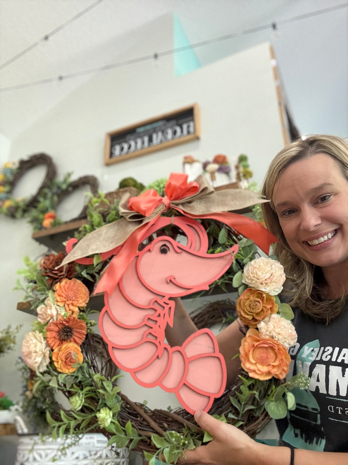Shrimp Sola Flower Wreath (18)" - Each Unique and Different