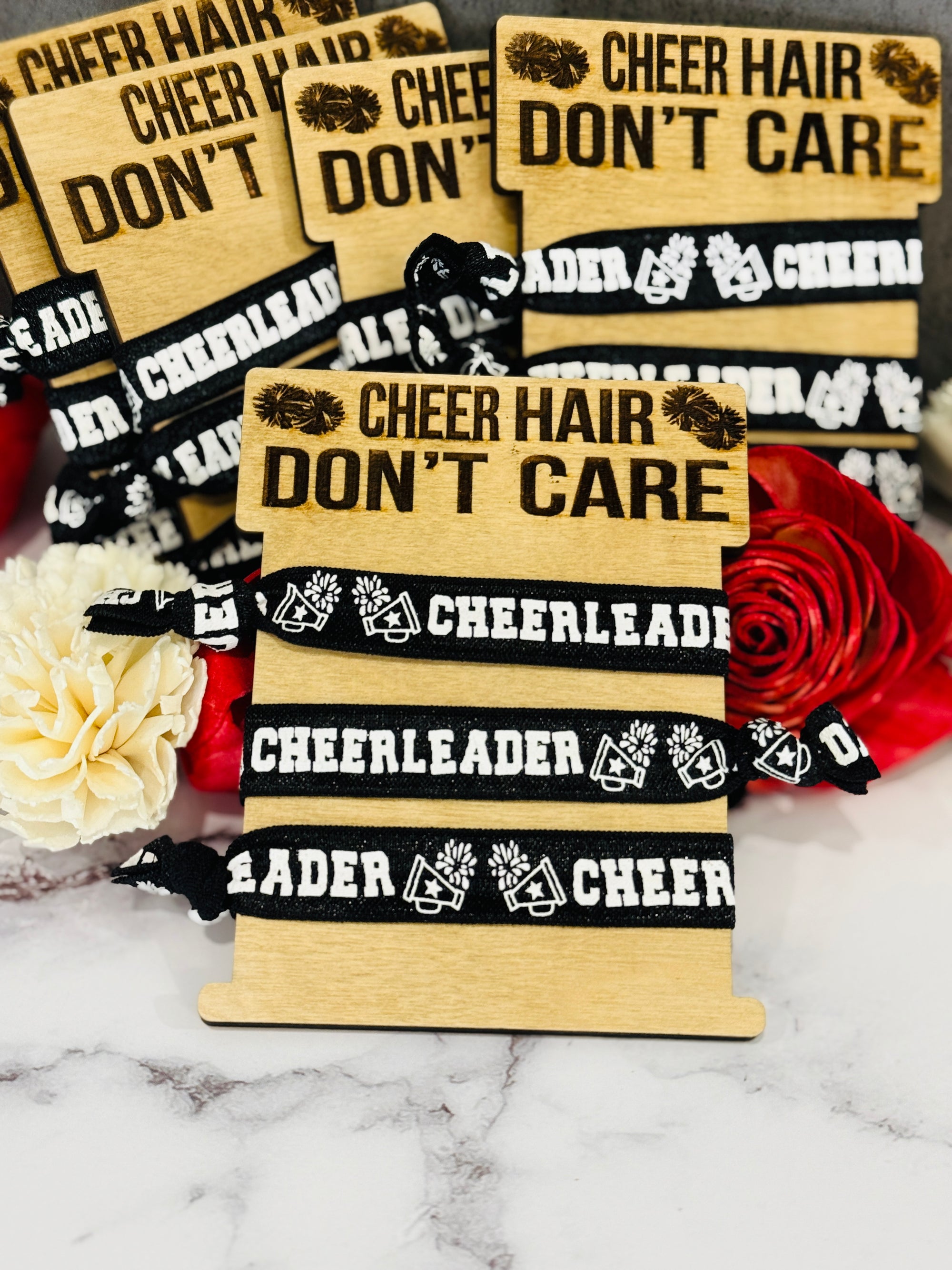 Cheer Hair Don't Care 3pack and Wood Holder