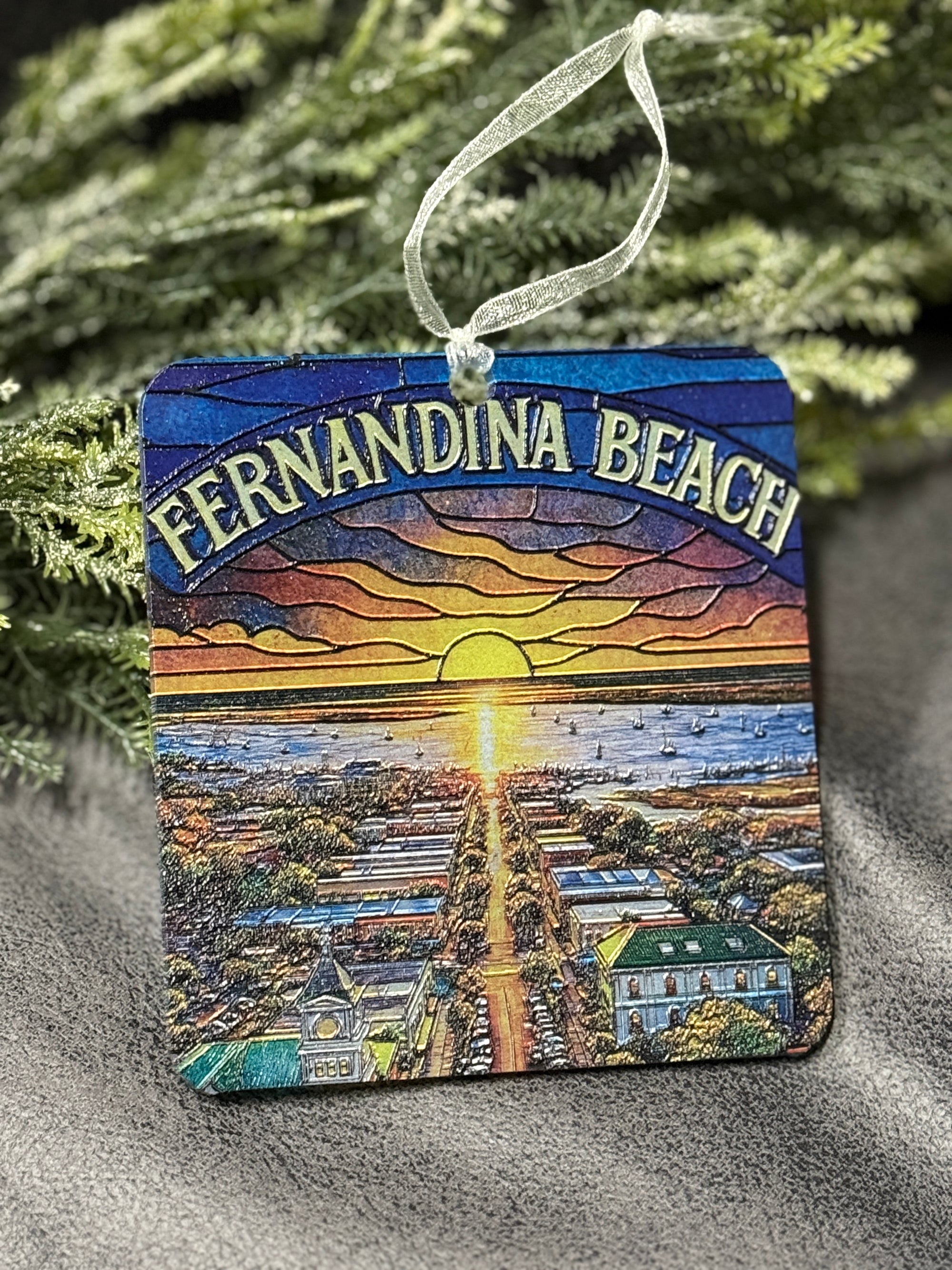 Fernandina Beach Acrylic Textured Ornament