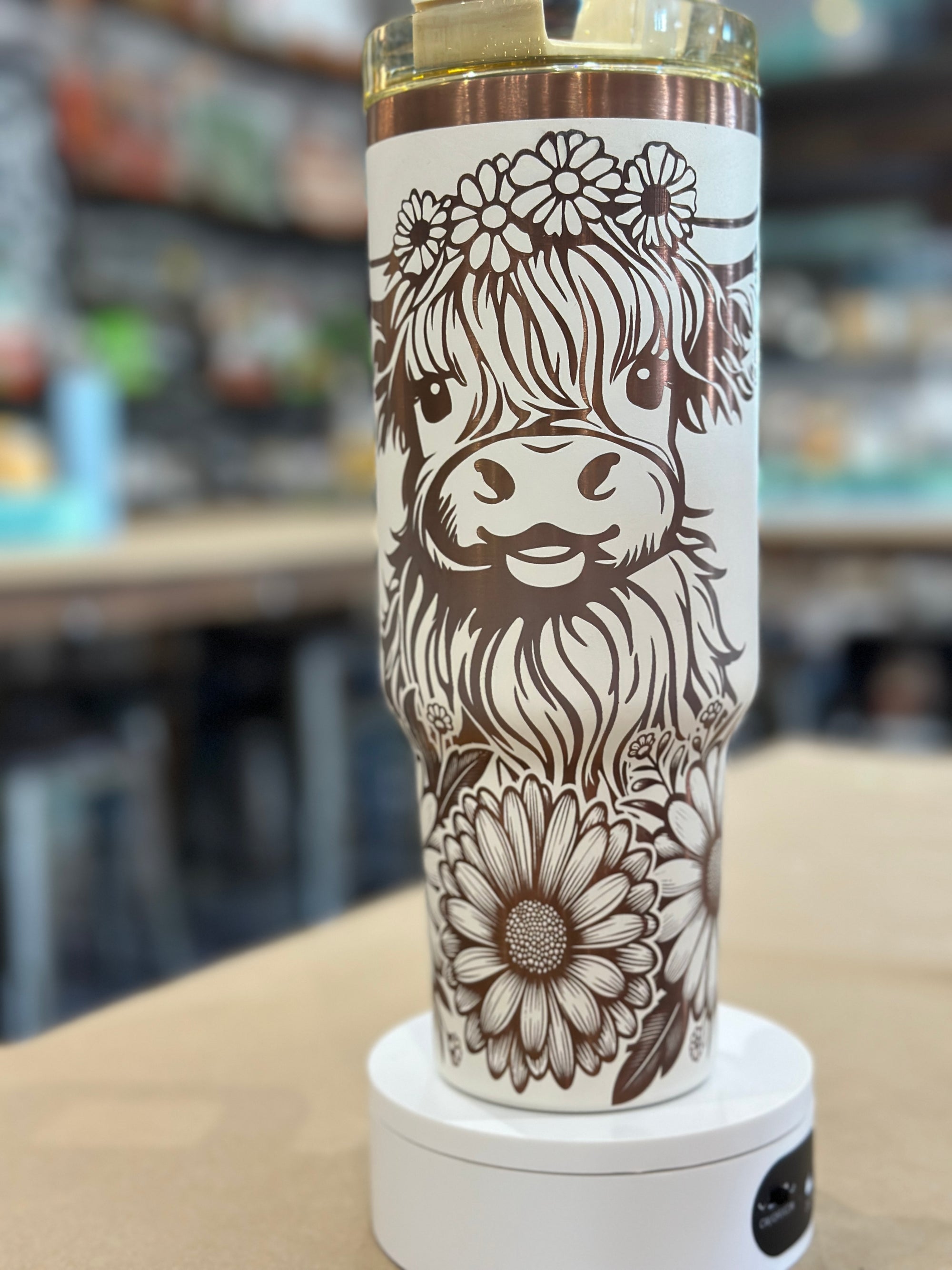 Highland Cow Full Wrap 40 oz Copper Core Tumbler with Straw P13175