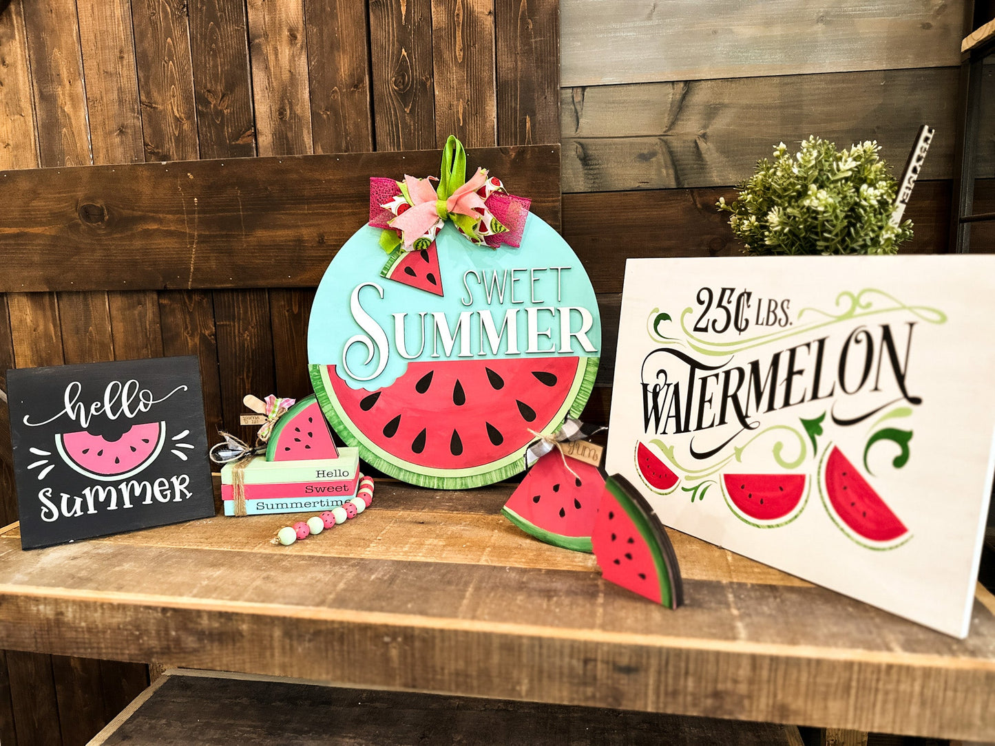 PAINTED Watermelon Vintage Sign 12x16 Sign
