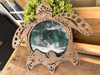 12" Layered Epoxy Ocean Poured Turtle Mini Sign