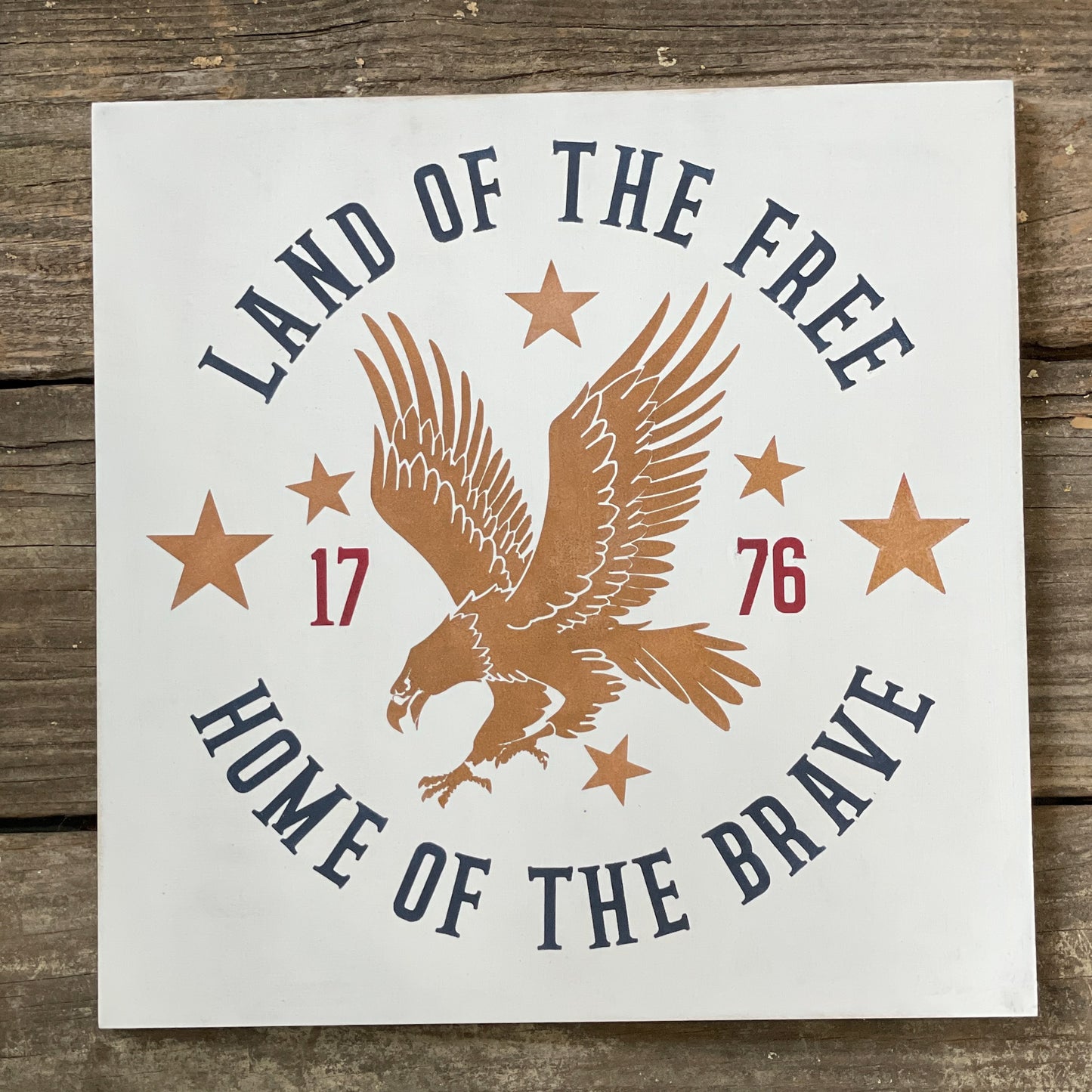 Land of the Free Home of the Brave Eagle Square Design P1420
