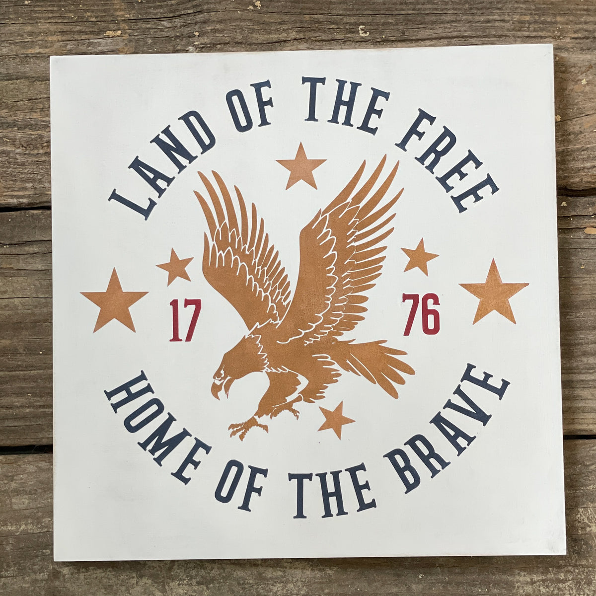 Land of the Free Home of the Brave Eagle Square Design P1420