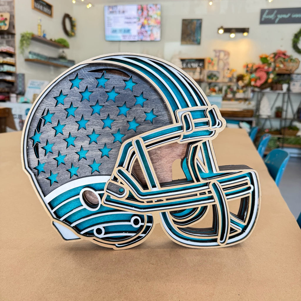 Layered American Flag Football Helmet 3D LASER PROJECT G0664