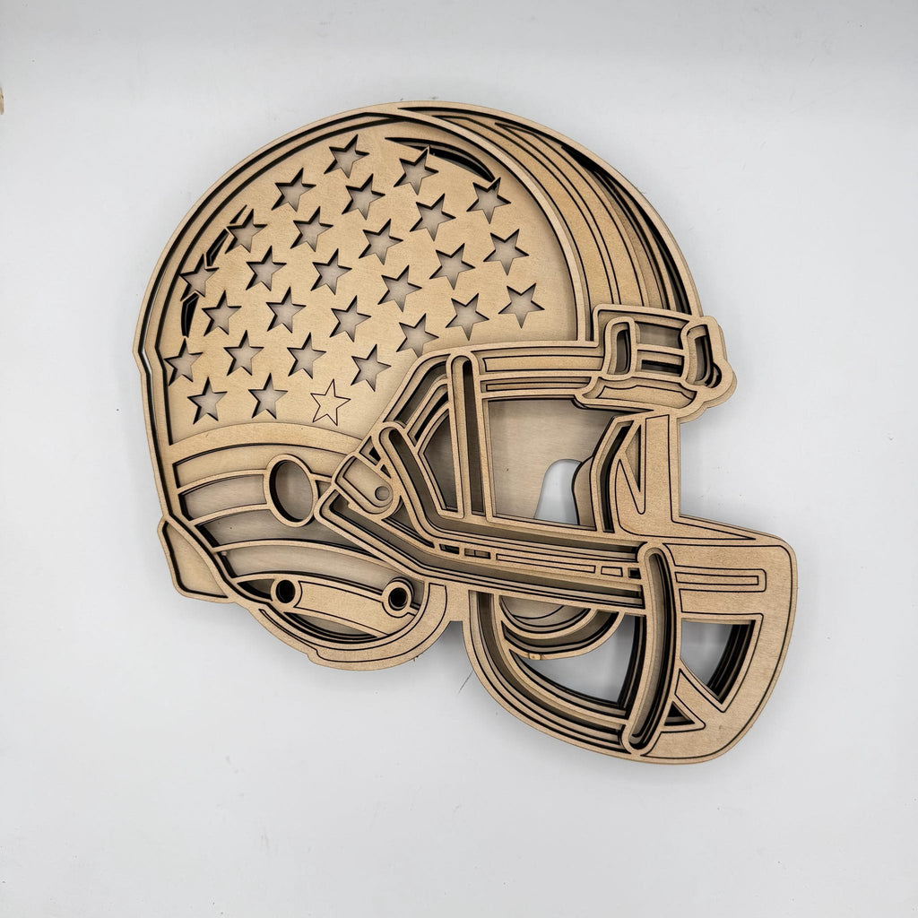 Layered American Flag Football Helmet 3D LASER PROJECT G0664