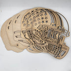 Layered American Flag Football Helmet 3D LASER PROJECT G0664