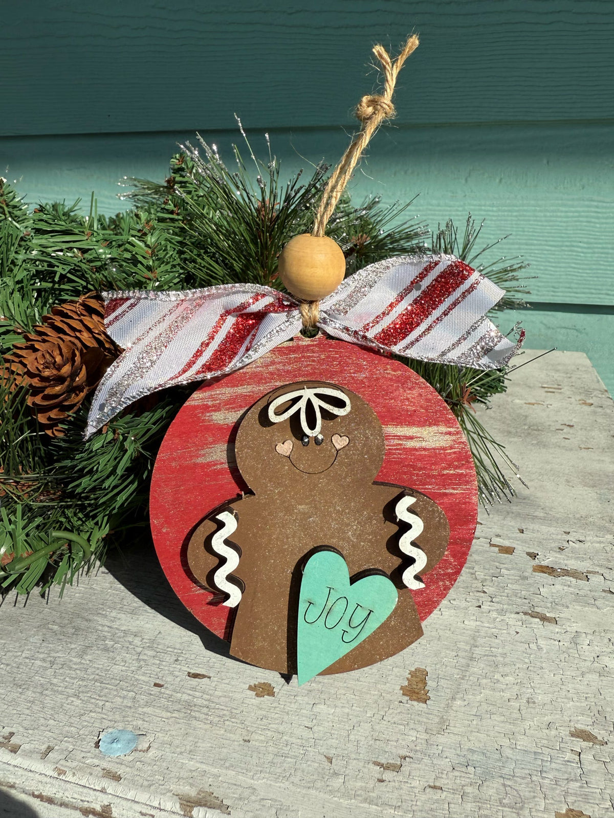 Layered Gingerbread Joy Ornament P13491