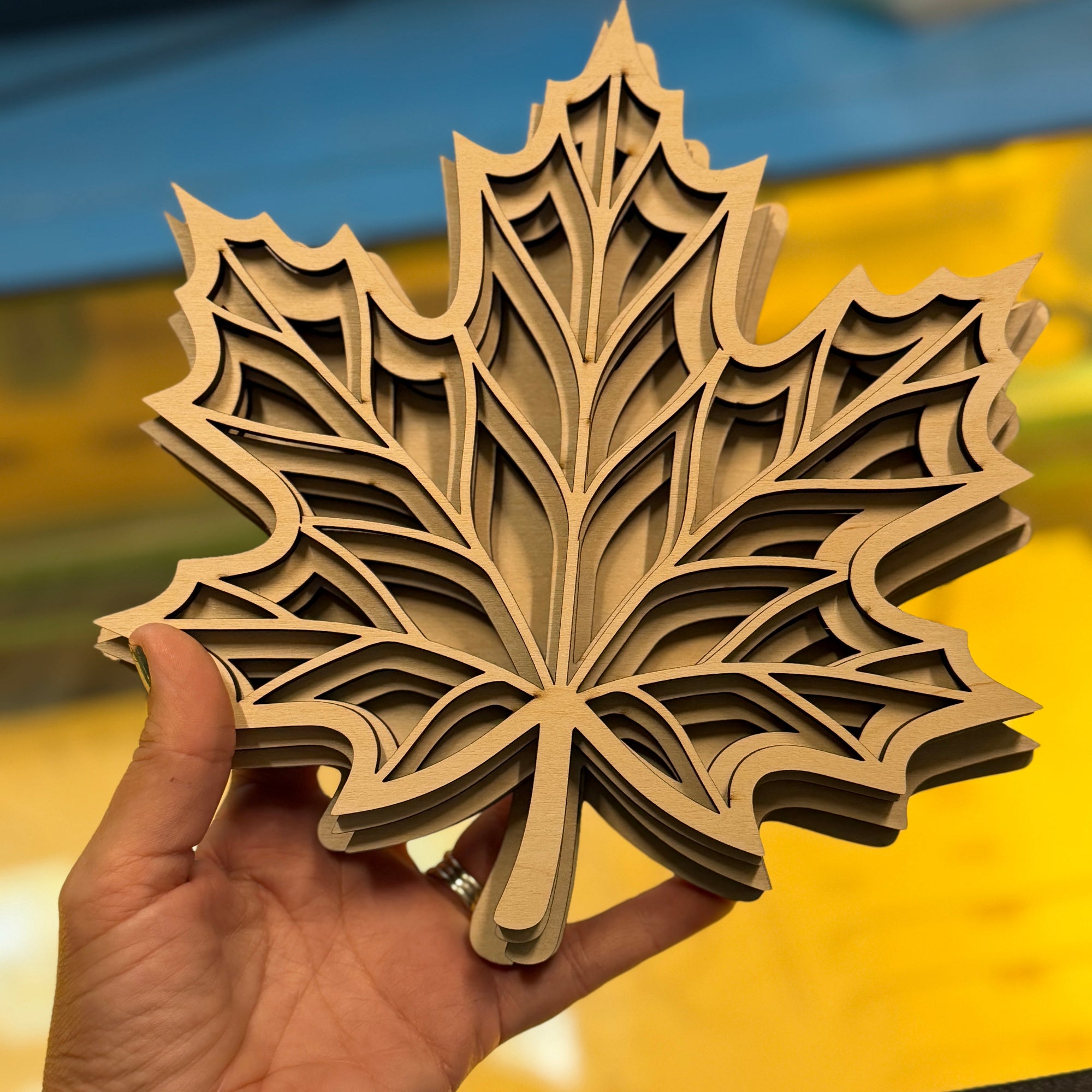 Layered Maple Leaf 3D LASER PROJECT G0648