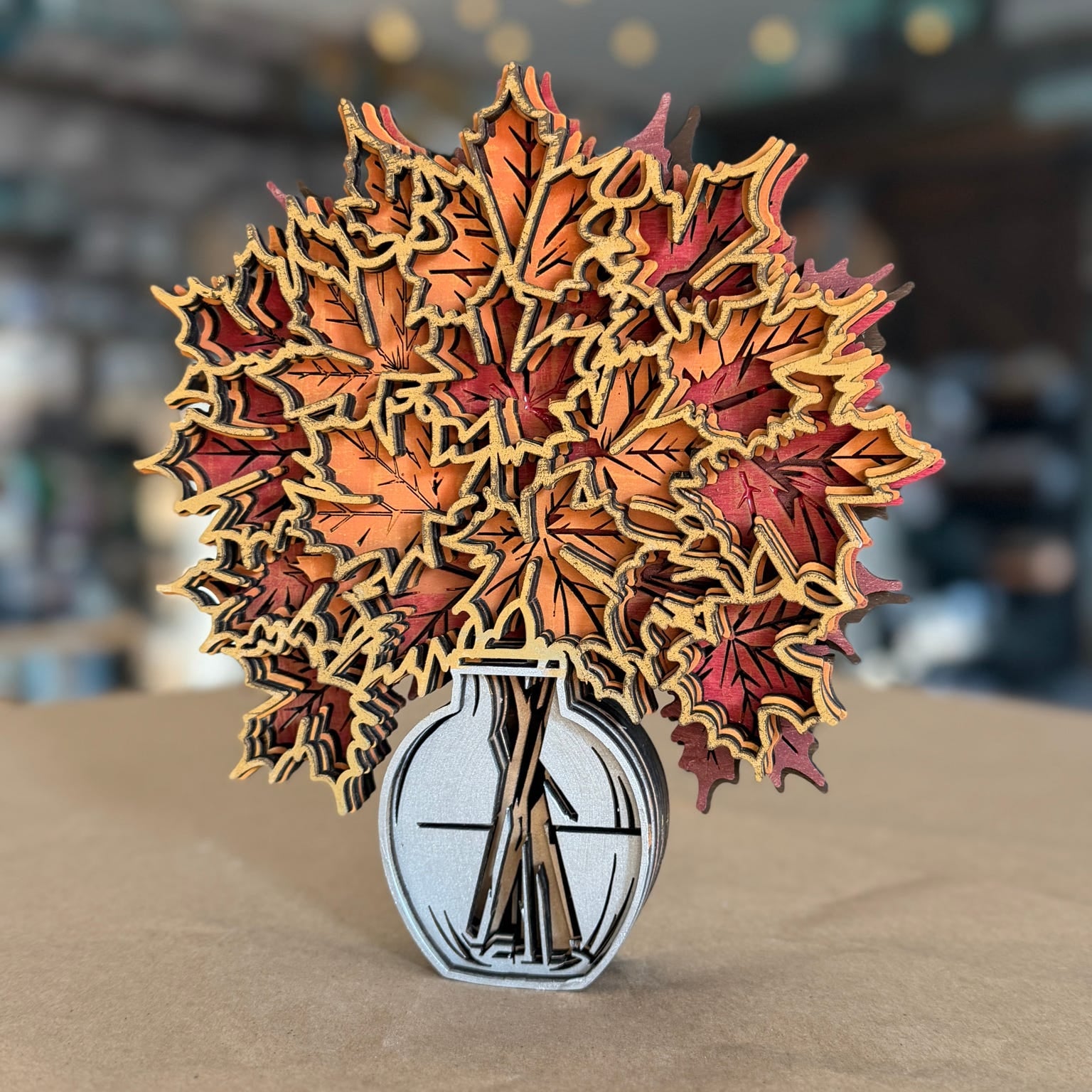 Layered Maple Leaf Bouquet 3D LASER PROJECT G0649