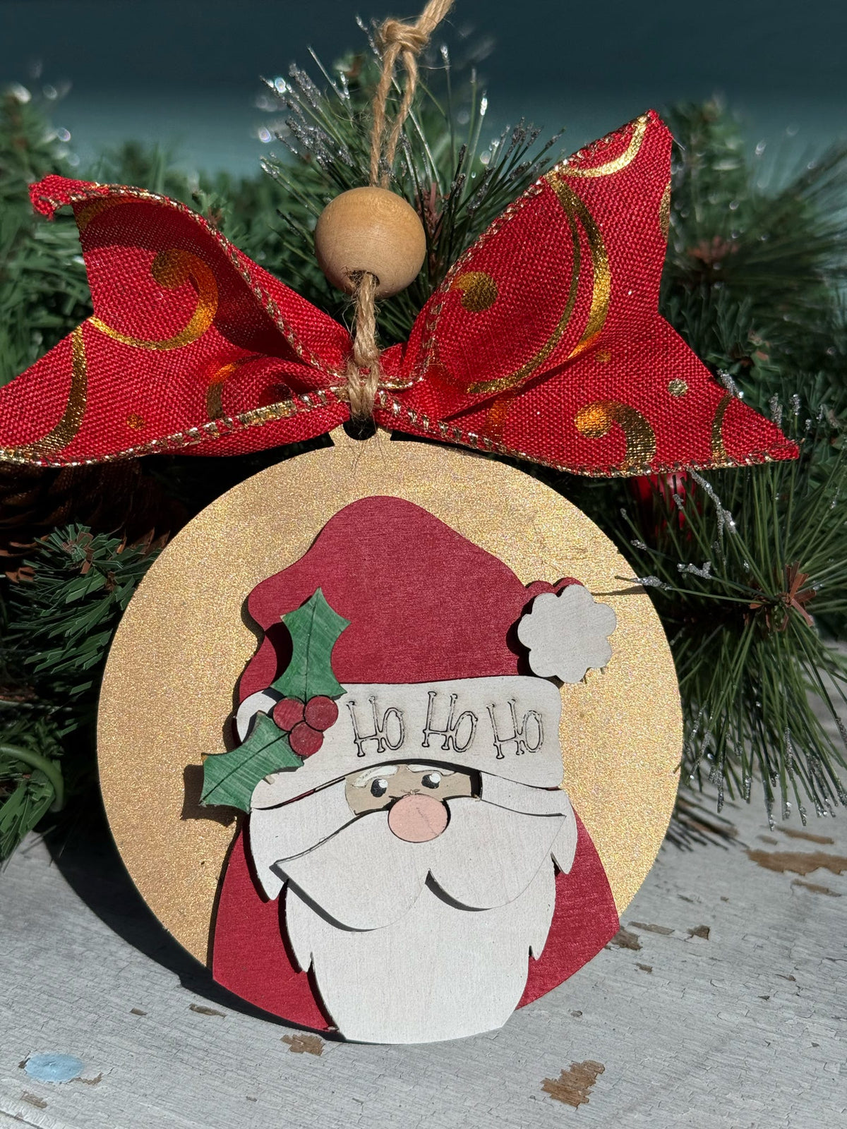 Layered Santa Ho Ho Ho Ornament P13490