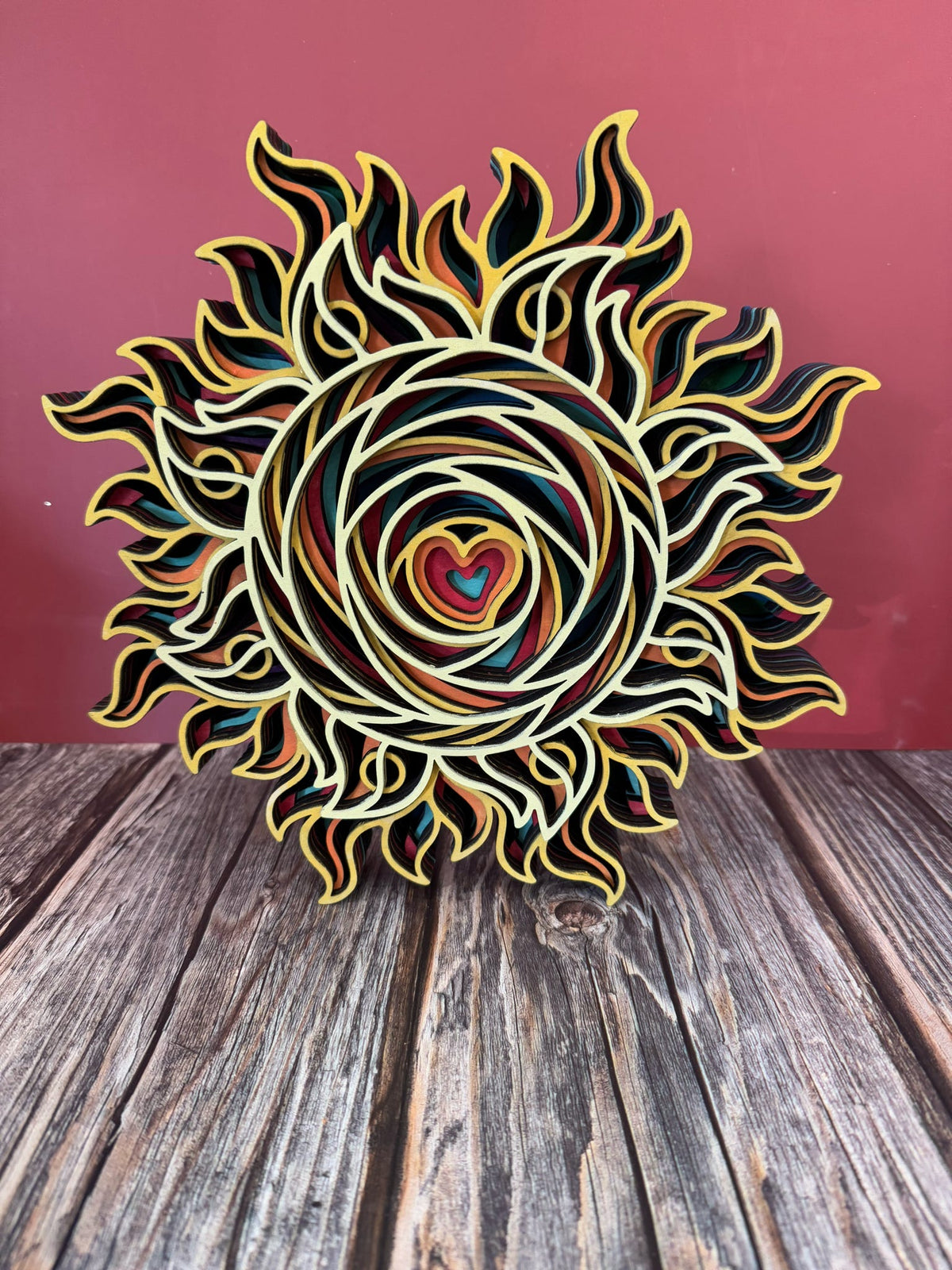 Layered Sun Wood Sign P013829