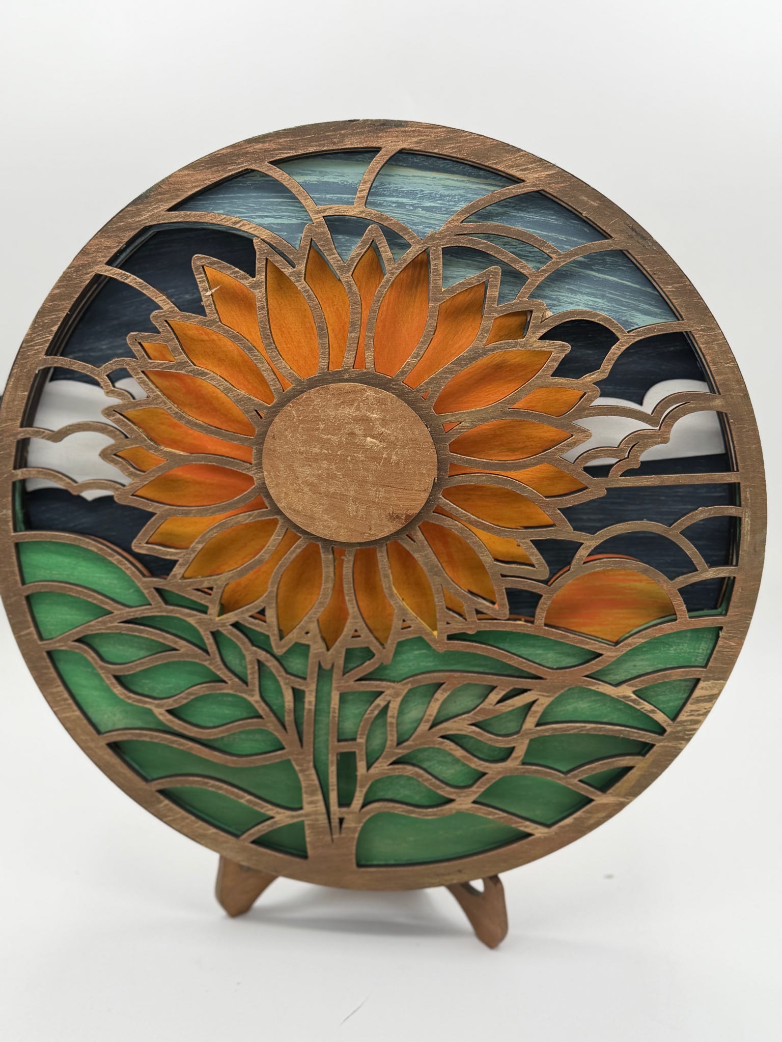 Layered Sunflower Circle Scene 3D LASER PROJECT G0654