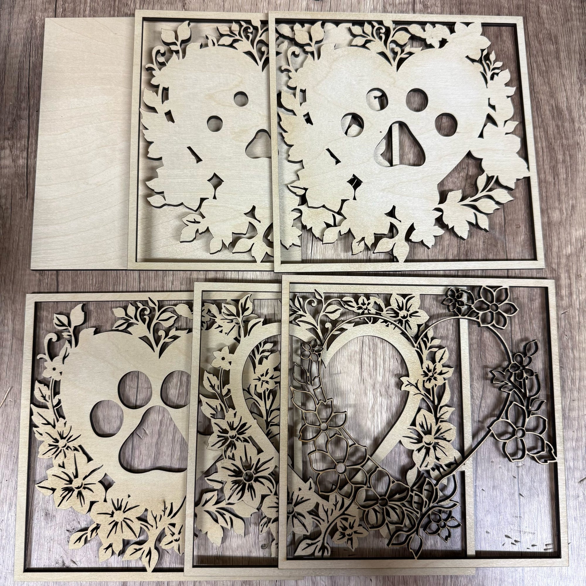Layered Paw Print Heart 3D LASER PROJECT G0534