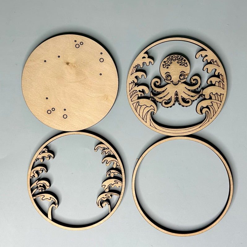 Layered Octopus Round 3D LASER PROJECT - P014124