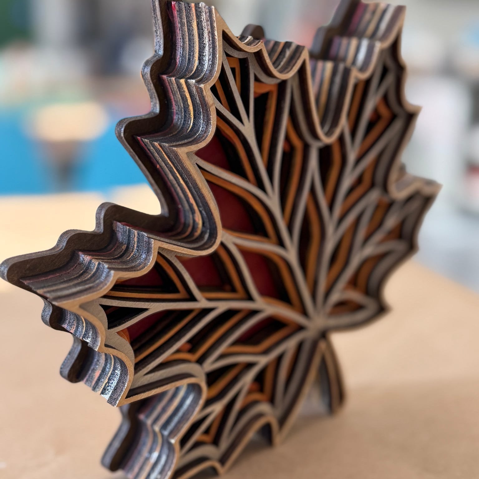 Layered Maple Leaf 3D LASER PROJECT G0648