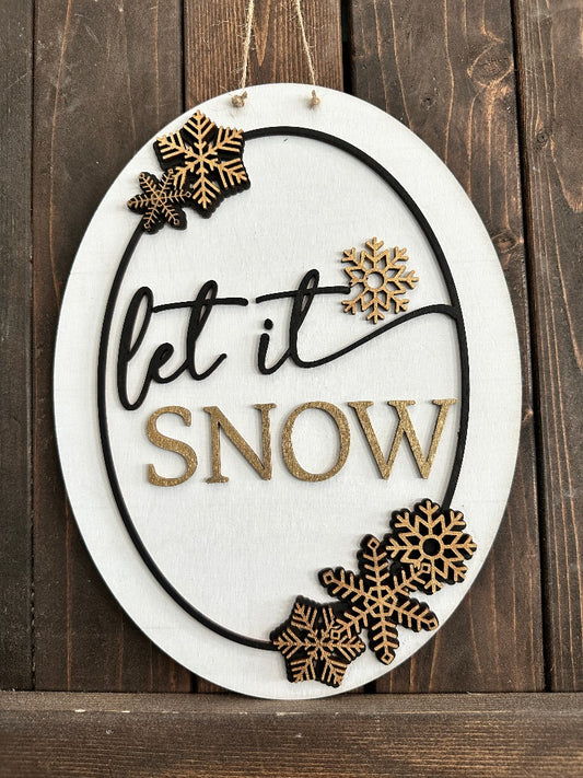 Let It Snow 3D Oval Door Hanger P2066