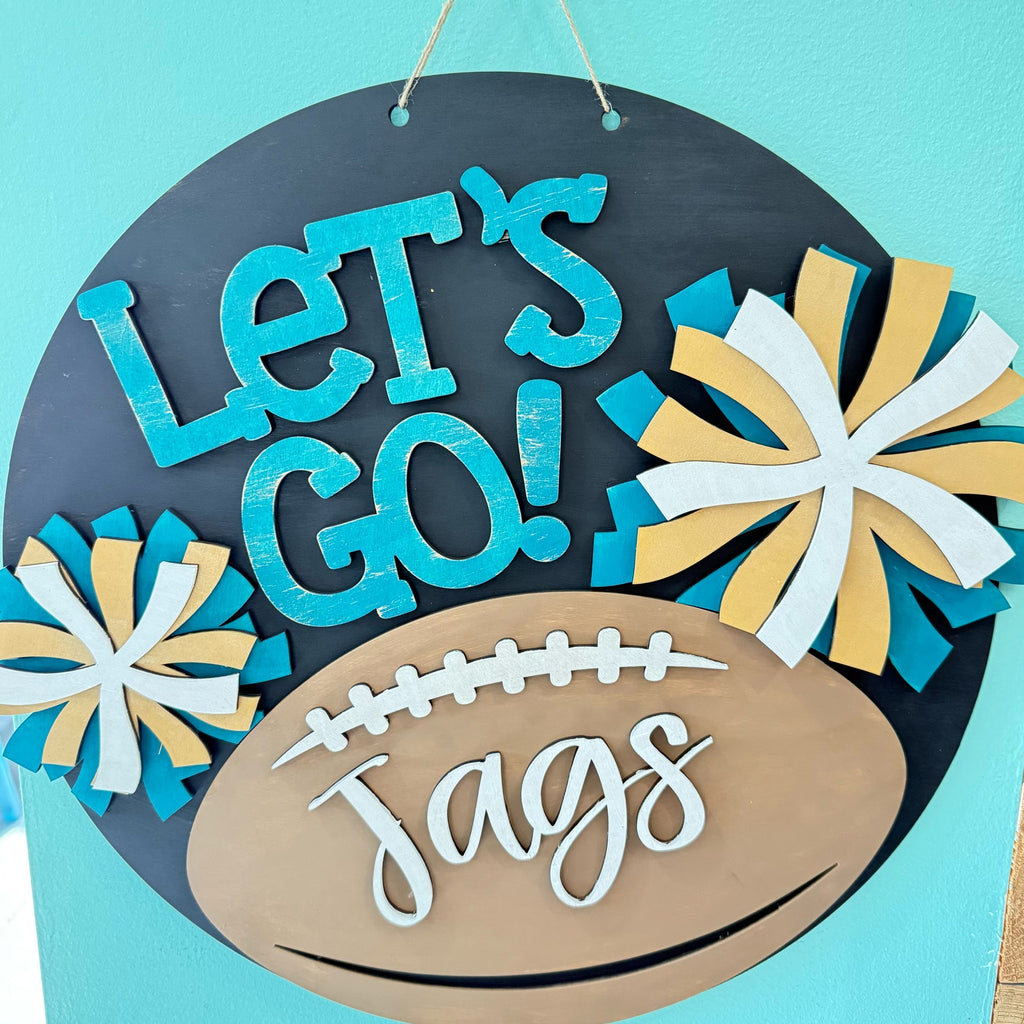 Let's Go (SPORTS TEAM) Personalized Football 3D DOOR HANGER G0665