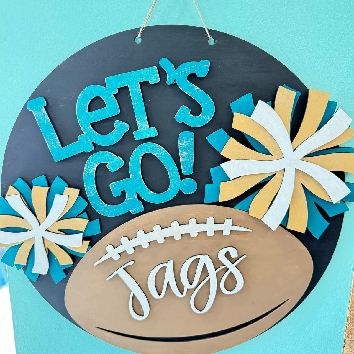 Let's Go (SPORTS TEAM) Personalized Football 3D DOOR HANGER G0665