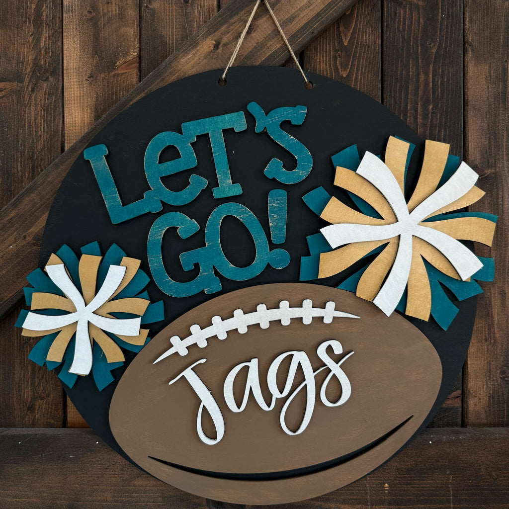 Let's Go (SPORTS TEAM) Personalized Football 3D DOOR HANGER G0665